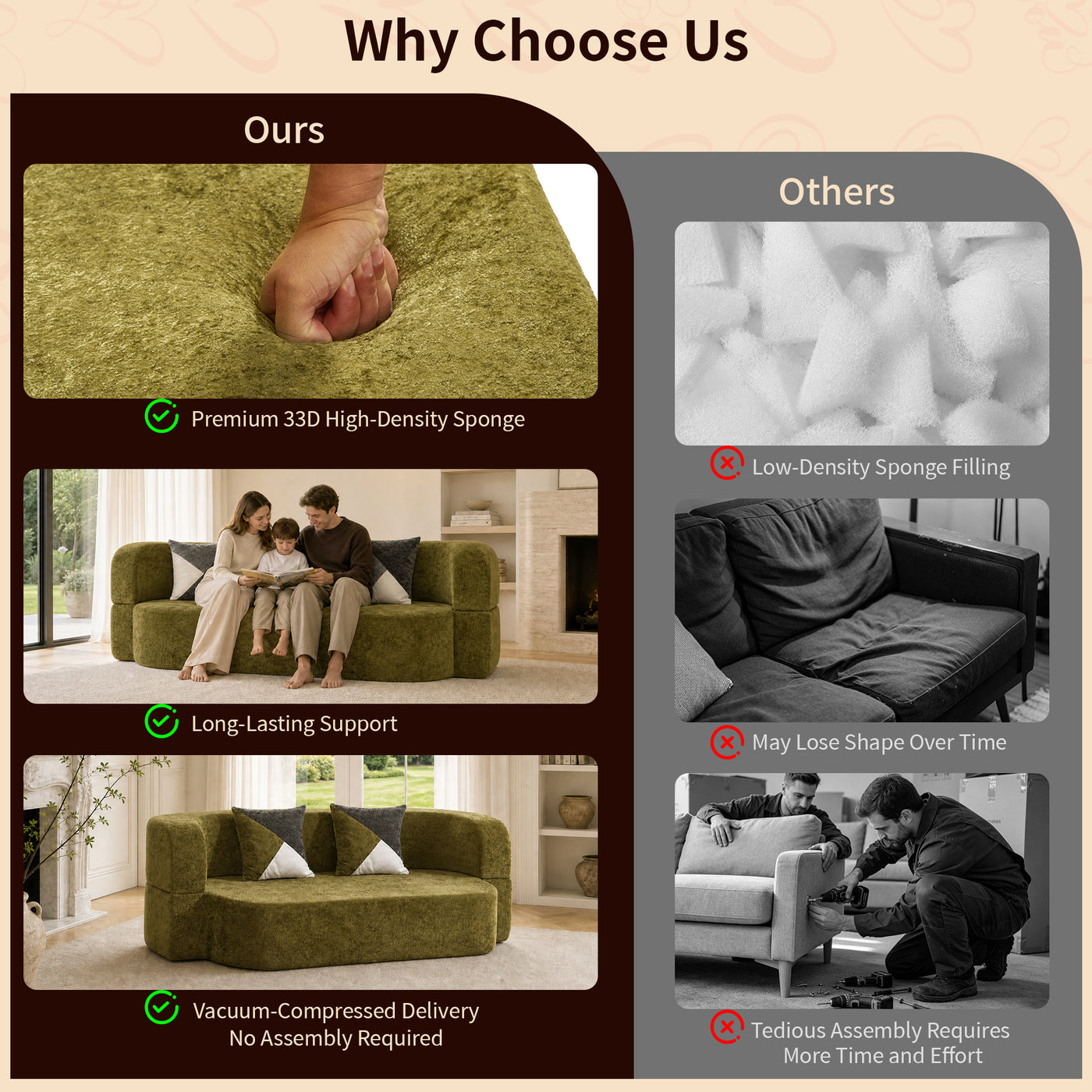 Compressed Eggshell Sofa Bed 78.7" - Soft Velvet - W5502P516744