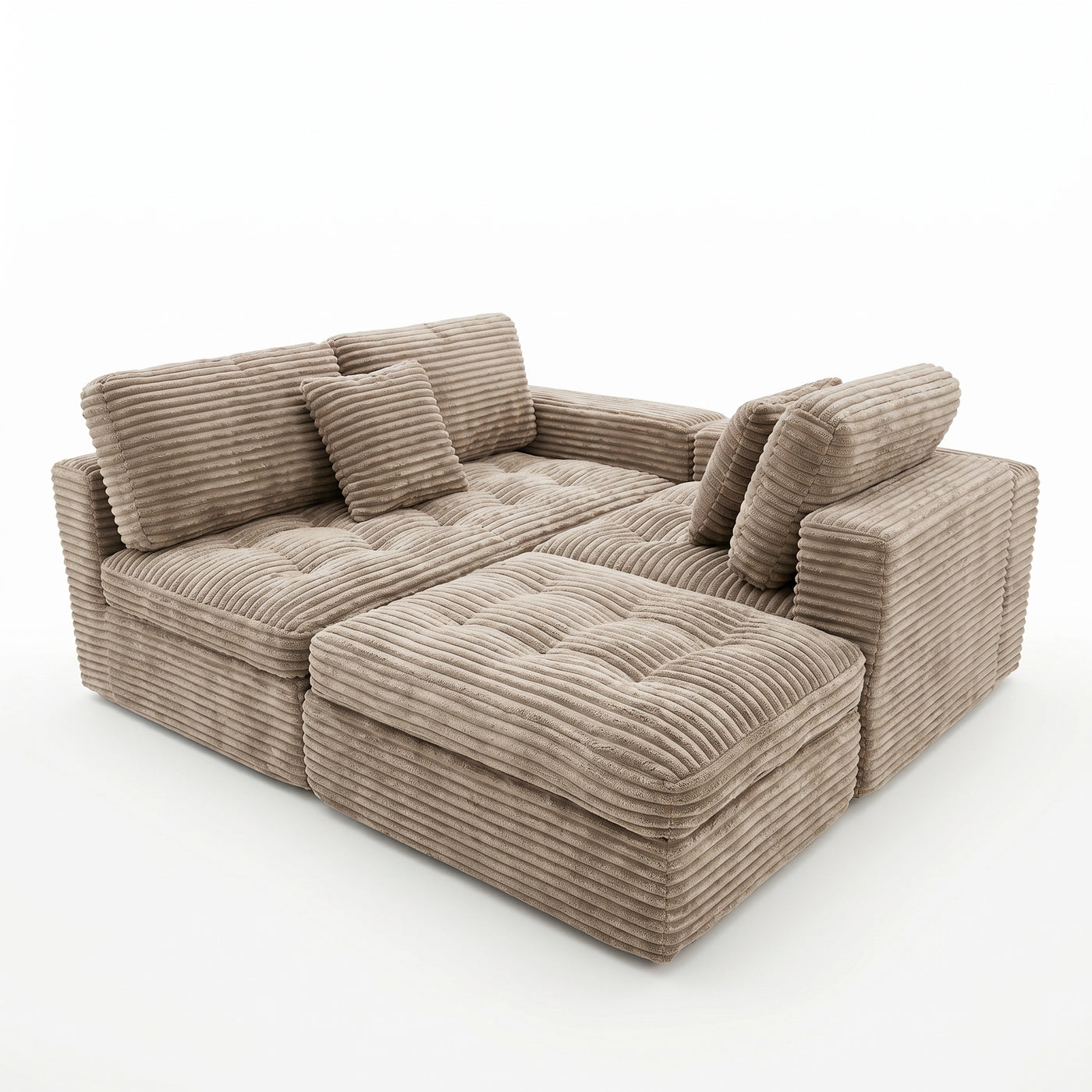 Modular Cloud Sofa Bed 105" DIY Sectional with Ottoman - Khaki