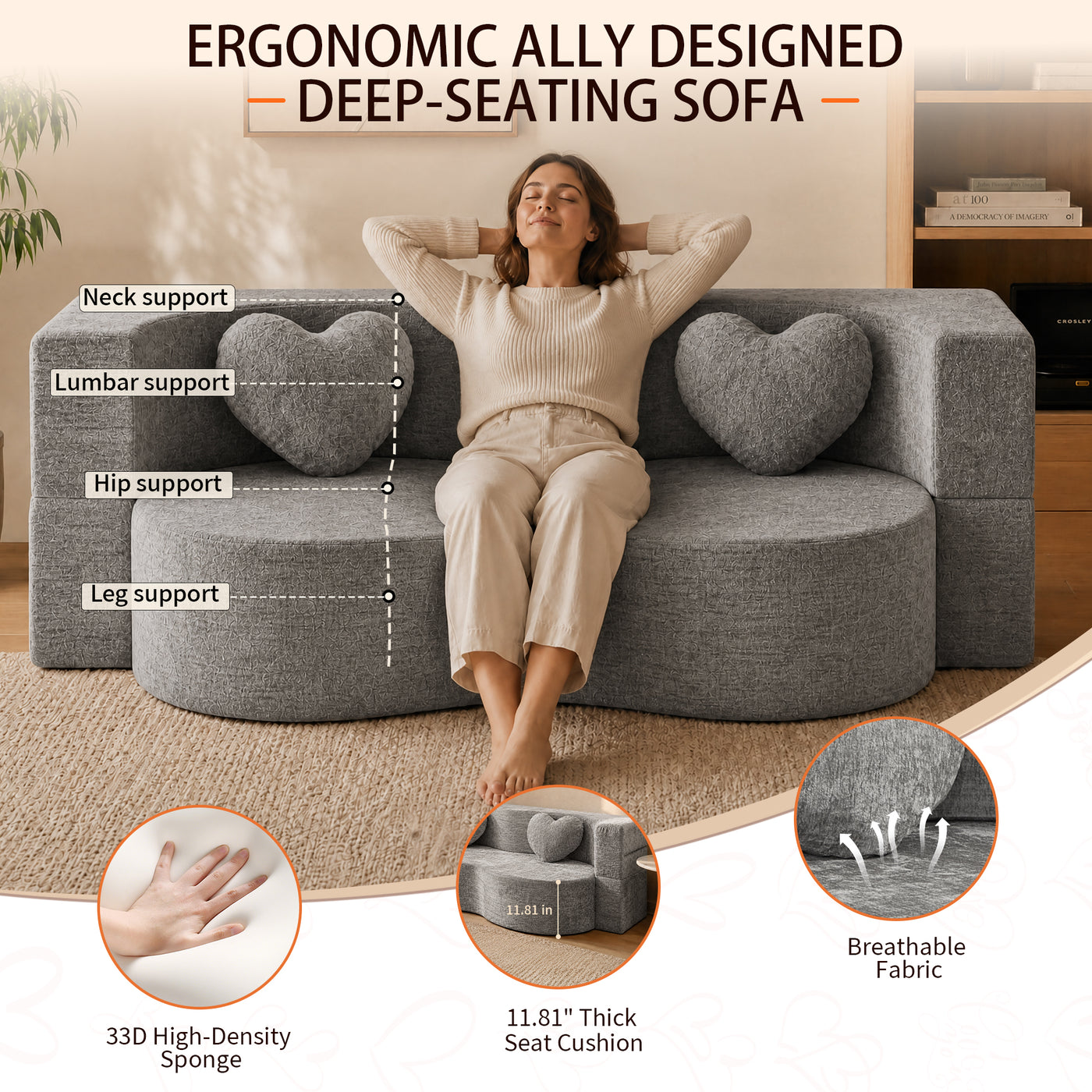Compressed Peanut Sofa Bed 78.7" - Chenille - W5502P516741