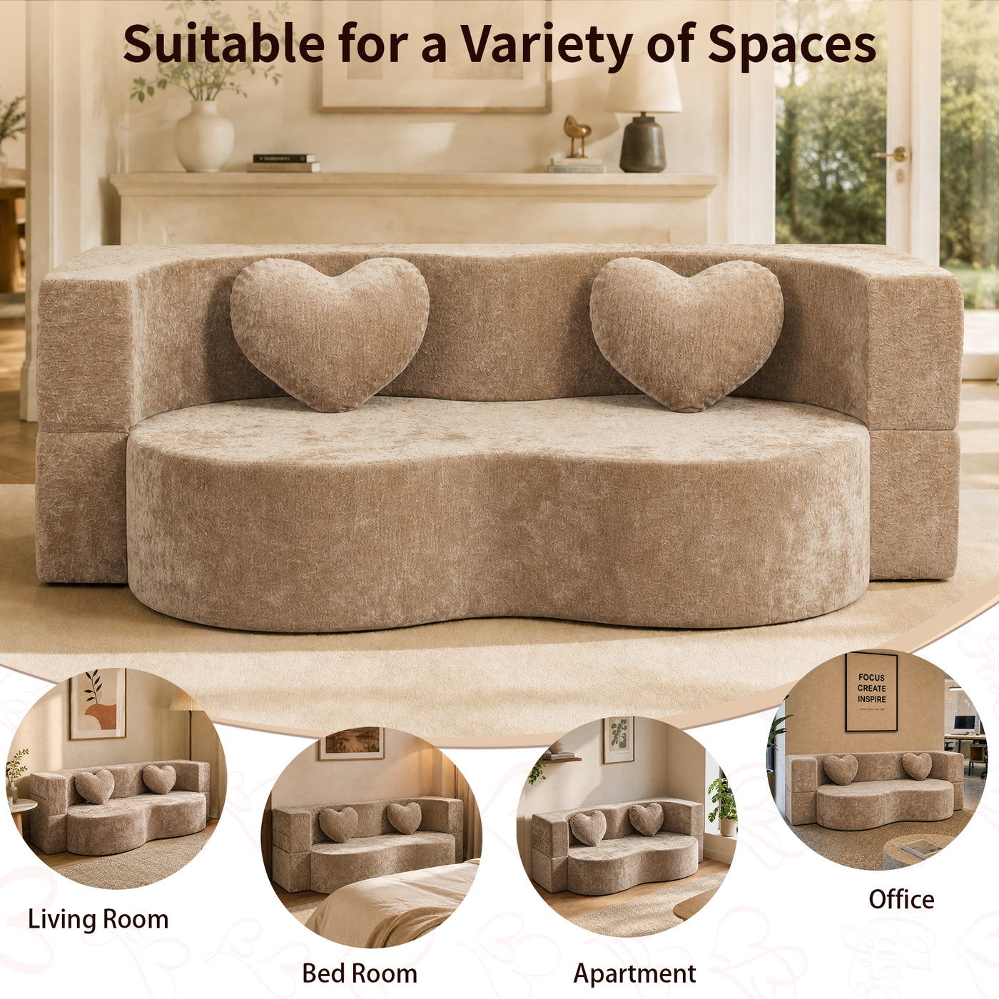 Compressed Peanut Sofa Bed 78.7" - Chenille - W5502P516739