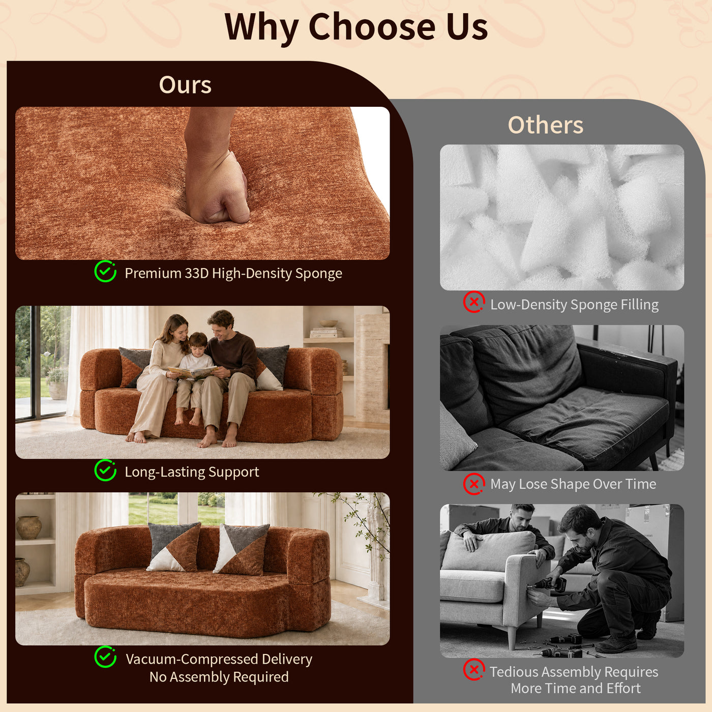 Compressed Eggshell Sofa Bed 78.7" - Chenille - W5502P516747