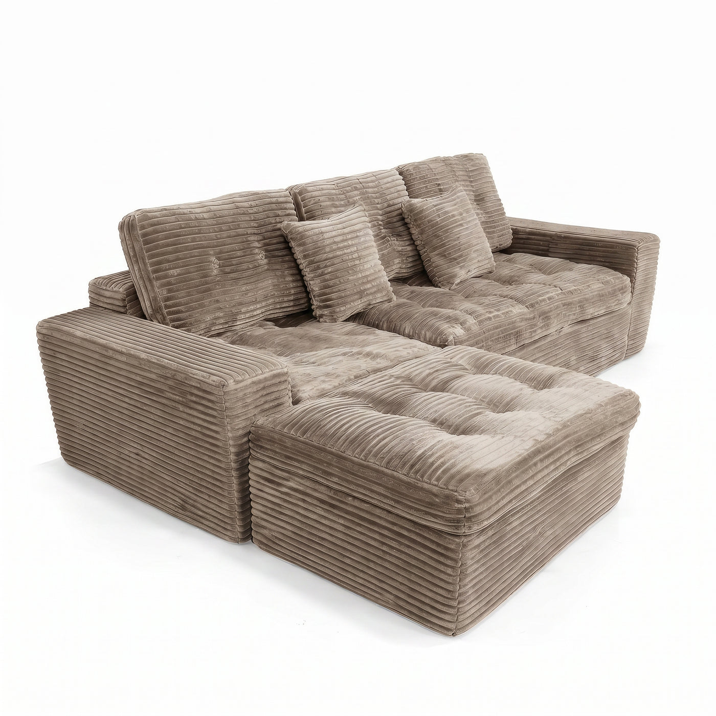 Modular Cloud Sofa Bed 105" DIY Sectional with Ottoman - Khaki