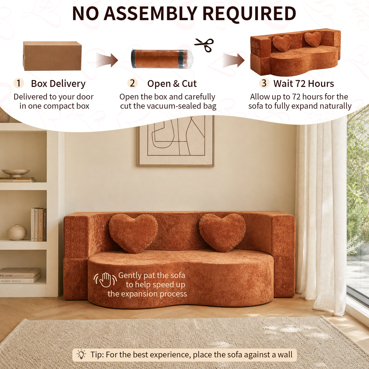 Compressed Peanut Sofa Bed 78.7" - Soft Velvet - W5502P516738