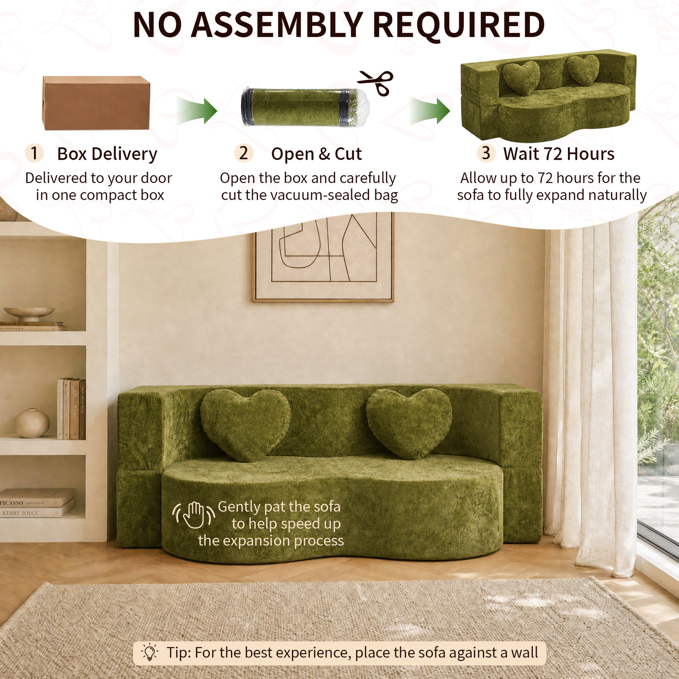 Compressed Peanut Sofa Bed 78.7" - Soft Velvet - W5502P516737