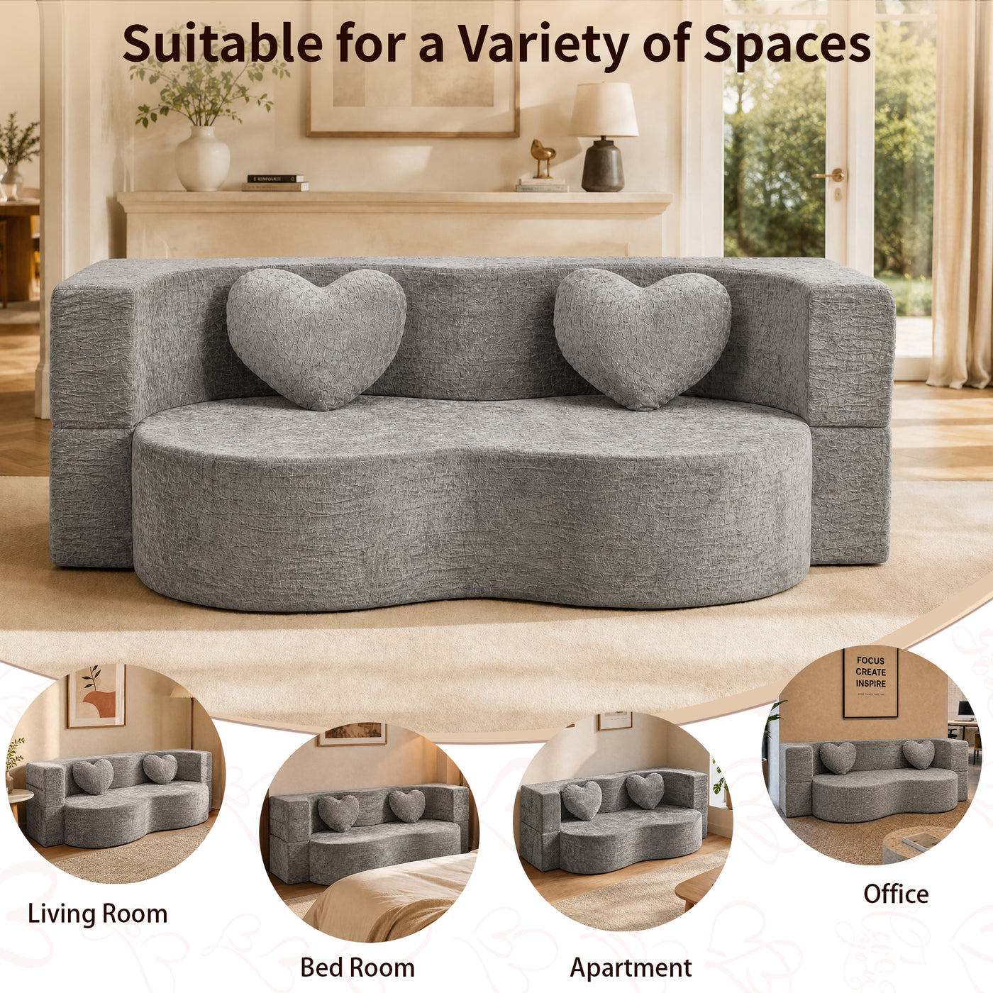 Compressed Peanut Sofa Bed 78.7" - Chenille - W5502P516741