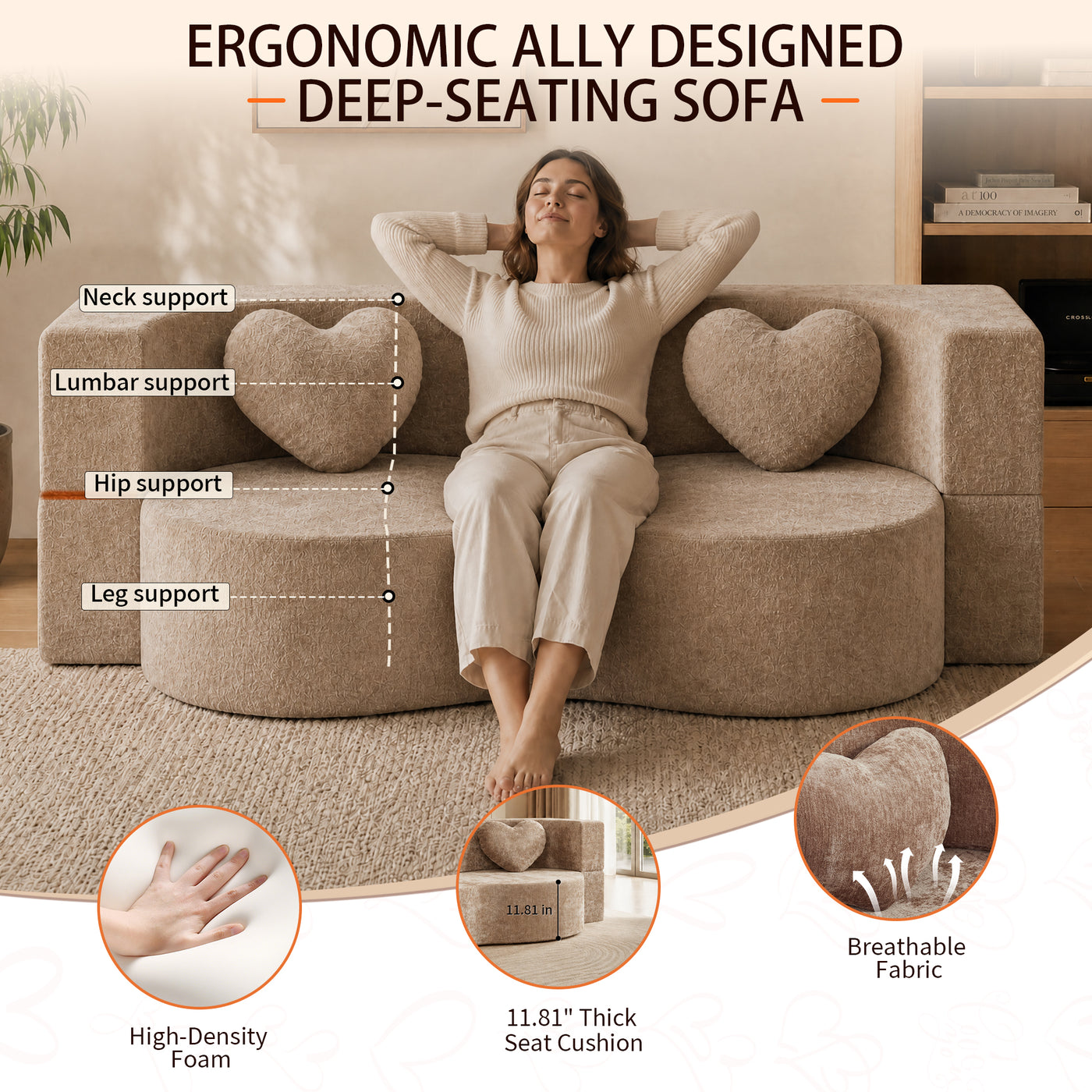 Compressed Peanut Sofa Bed 78.7" - Chenille - W5502P516739