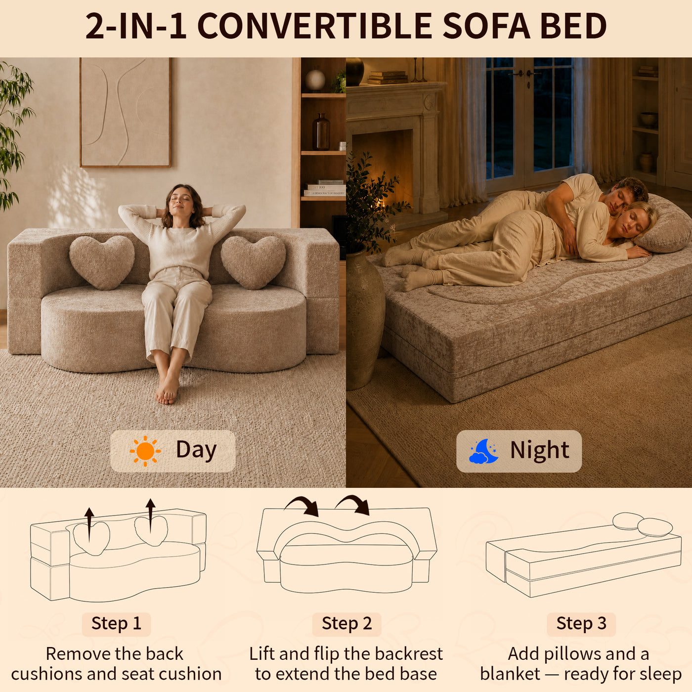 Compressed Peanut Sofa Bed 78.7" - Chenille - W5502P516739