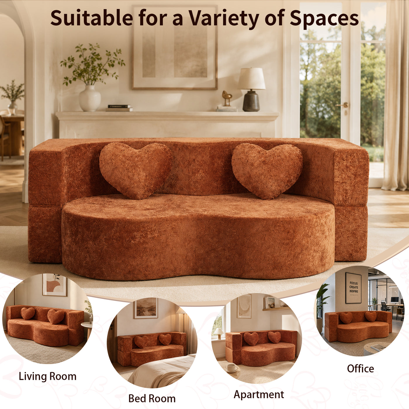 Compressed Peanut Sofa Bed 78.7" - Soft Velvet - W5502P516738