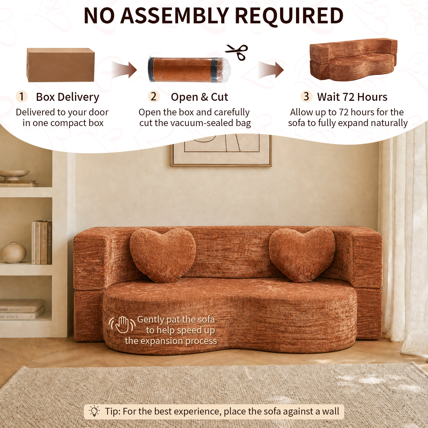 Compressed Peanut Sofa Bed 78.7" - Chenille - W5502P516740