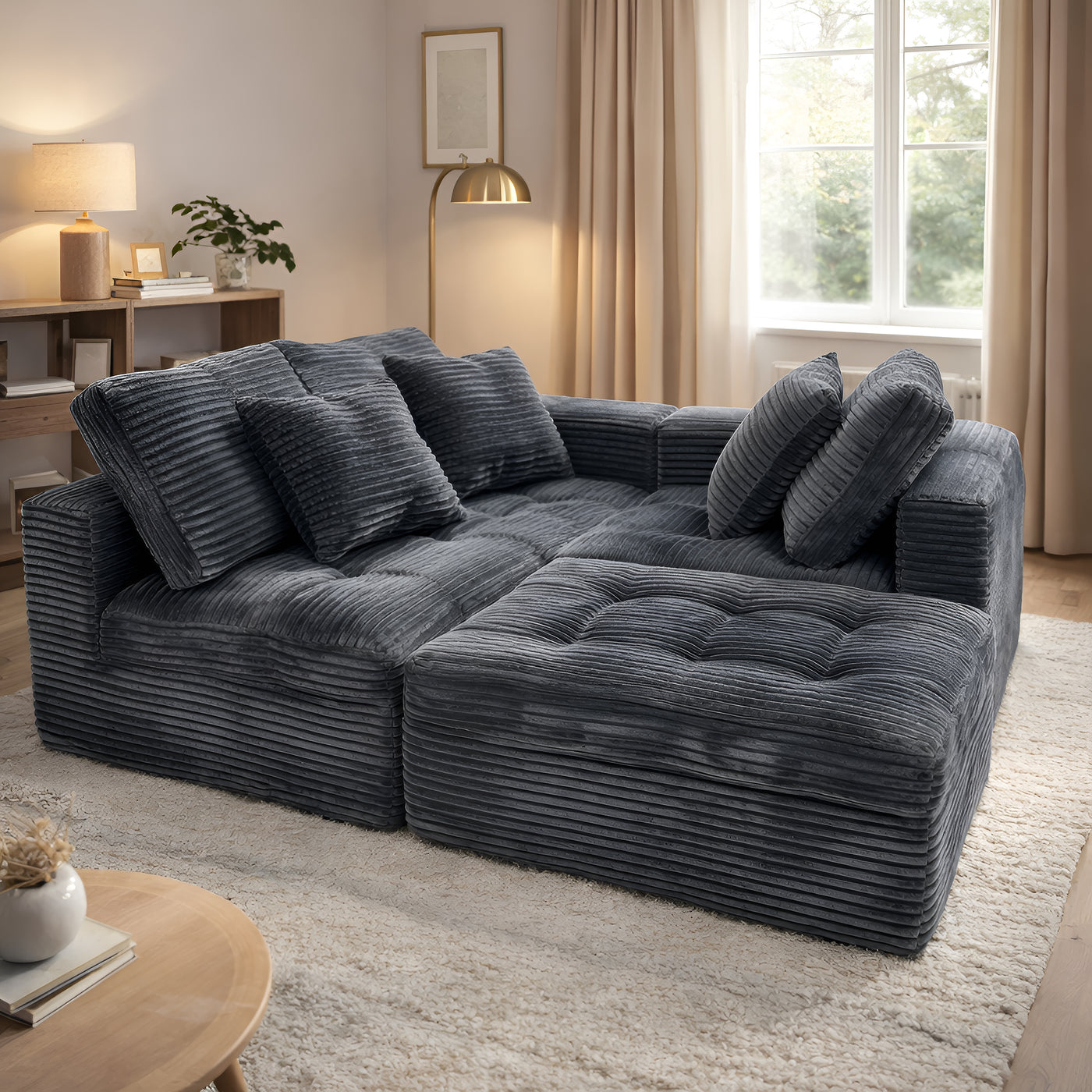 105" Modular Cloud Sofa with Ottoman - Blue Gray