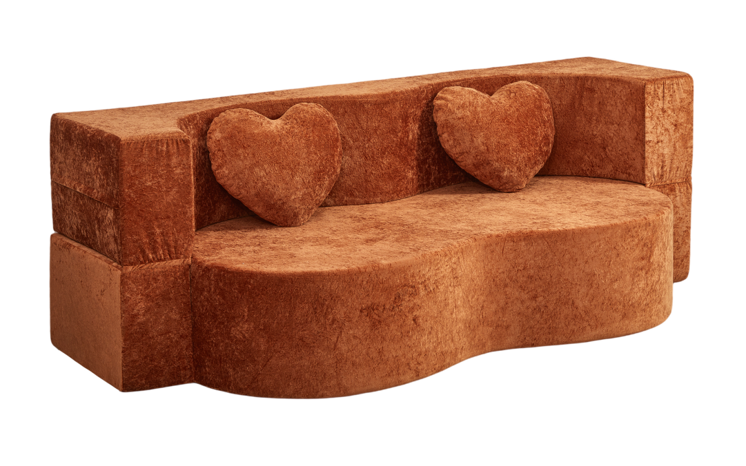 78.7" Peanut Convertible Sofa Bed - Caramel Brown Velvet