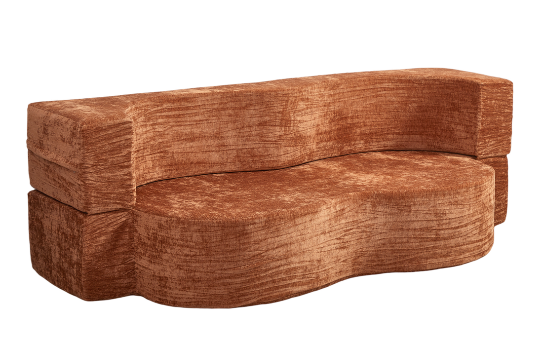 78.7" Peanut Convertible Sofa Bed - Burnt Orange Chenille