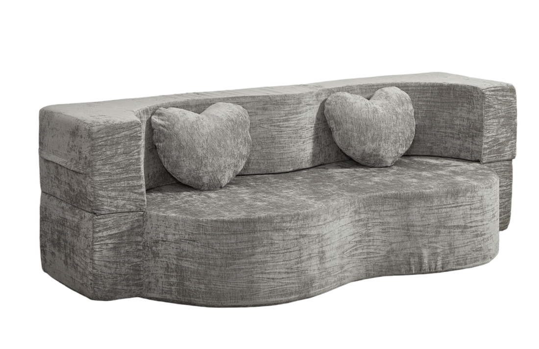 78.7" Peanut Convertible Sofa Bed - Silver Gray Chenille