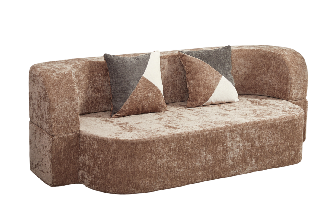 78.7" Eggshell Convertible Sofa Bed - Beige Chenille