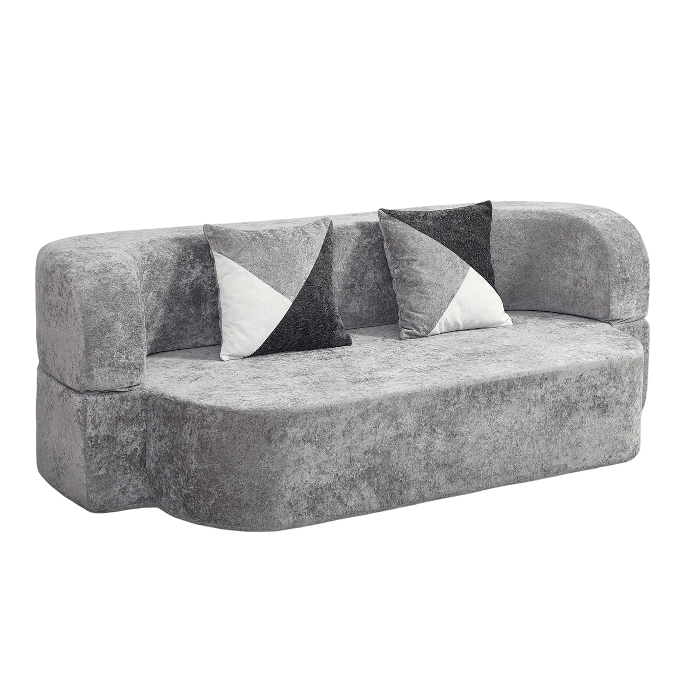78.7" Eggshell Convertible Sofa Bed - Soft Velvet