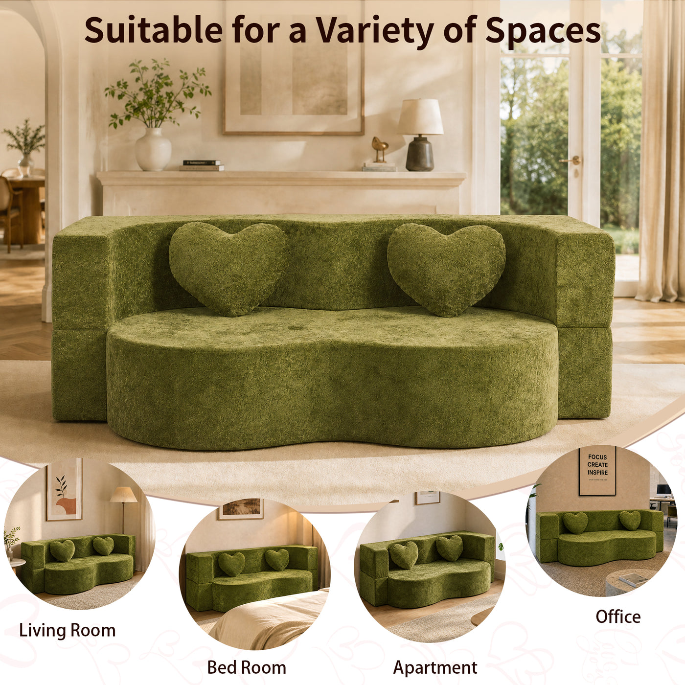 Compressed Peanut Sofa Bed 78.7" - Soft Velvet - W5502P516737