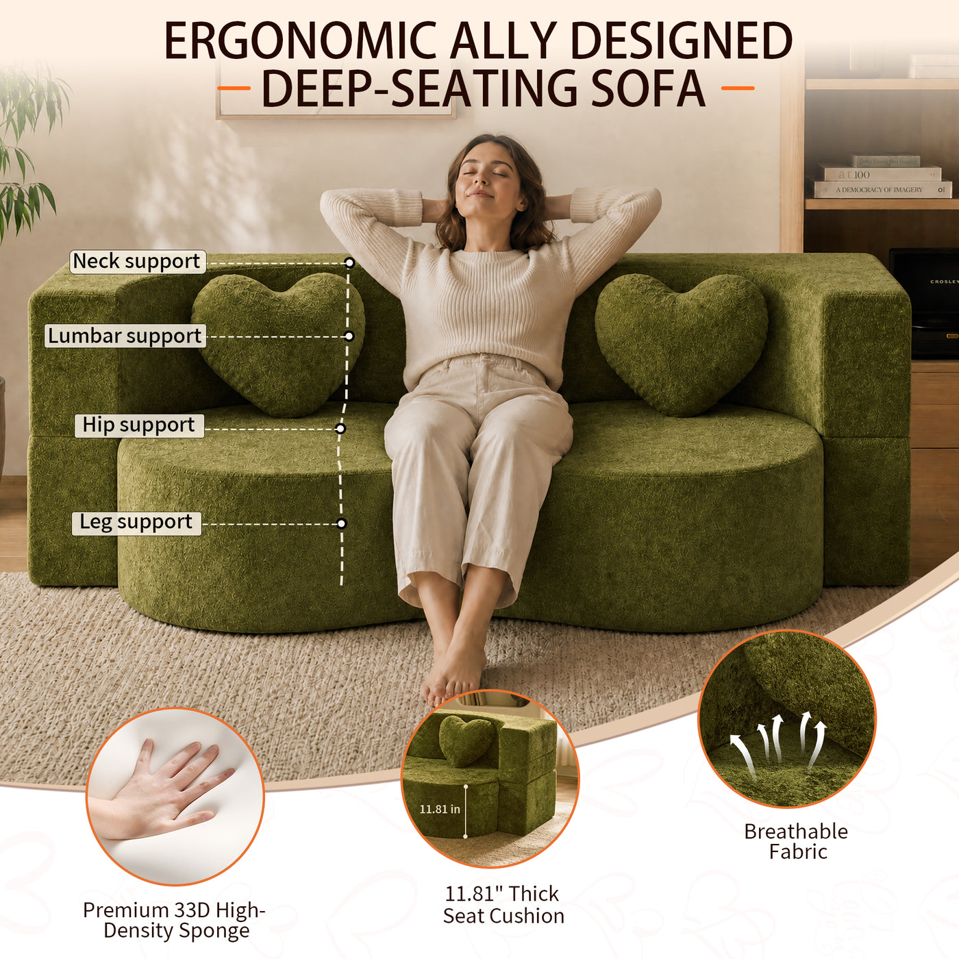 Compressed Peanut Sofa Bed 78.7" - Soft Velvet - W5502P516737
