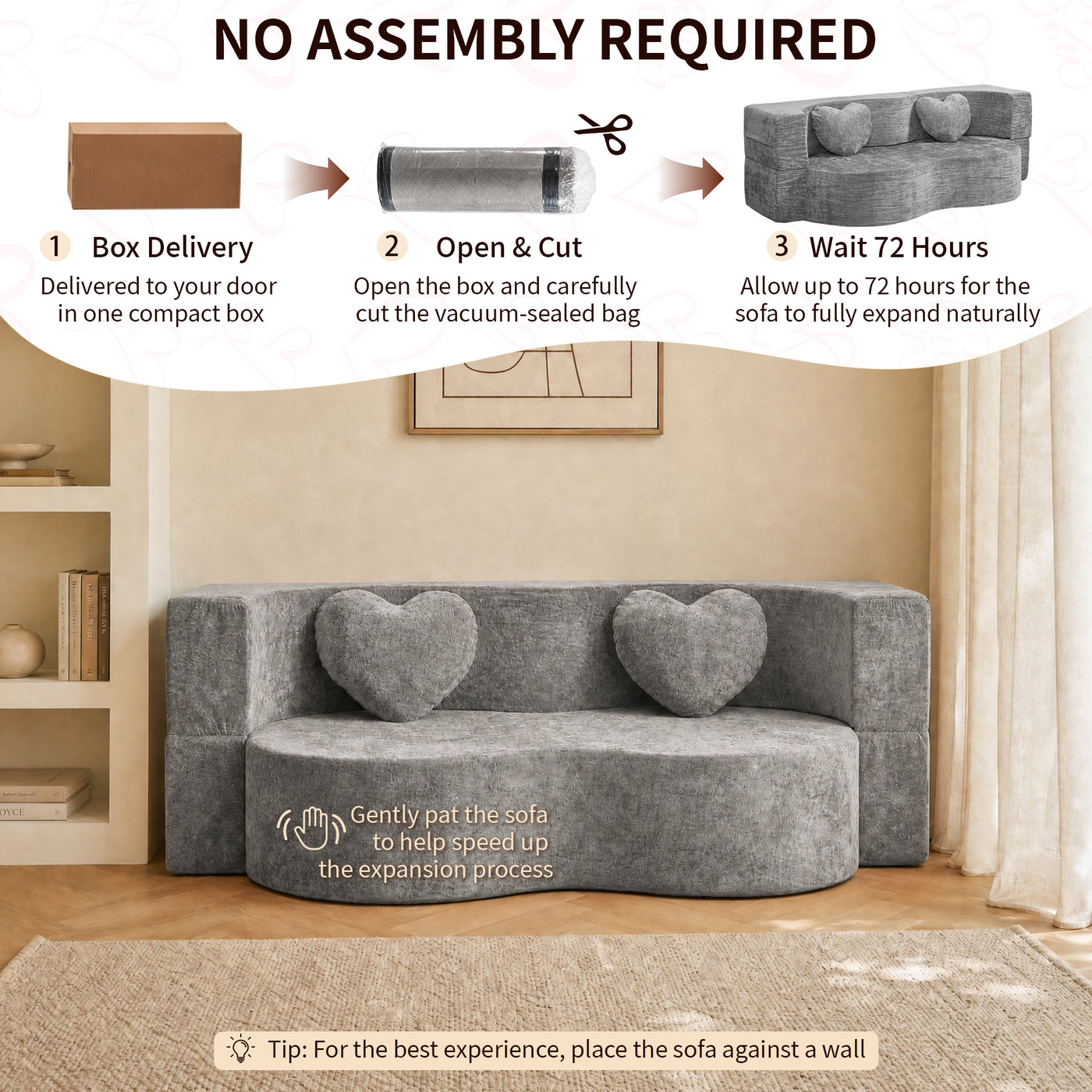 Compressed Peanut Sofa Bed 78.7" - Chenille - W5502P516741