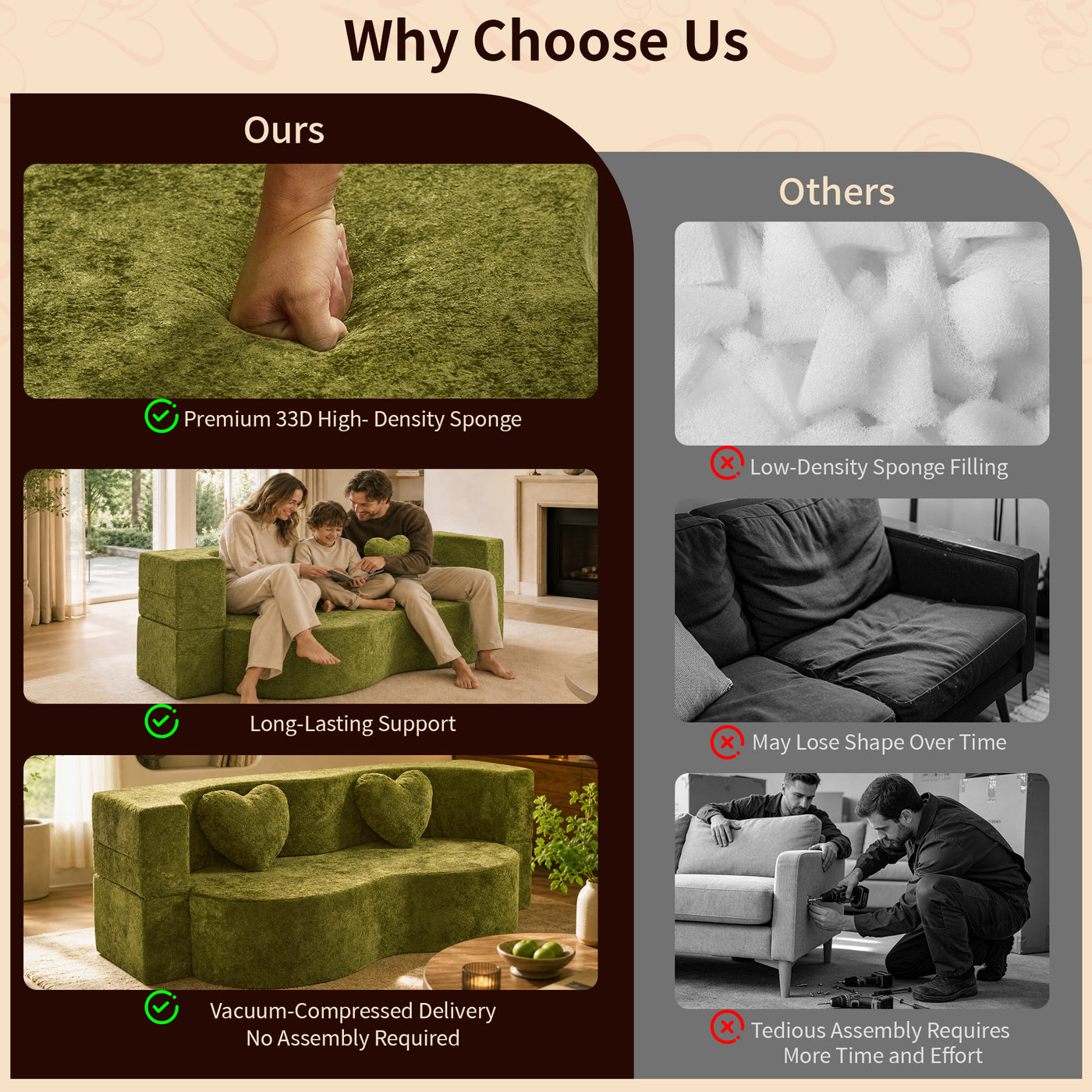 Compressed Peanut Sofa Bed 78.7" - Soft Velvet - W5502P516737
