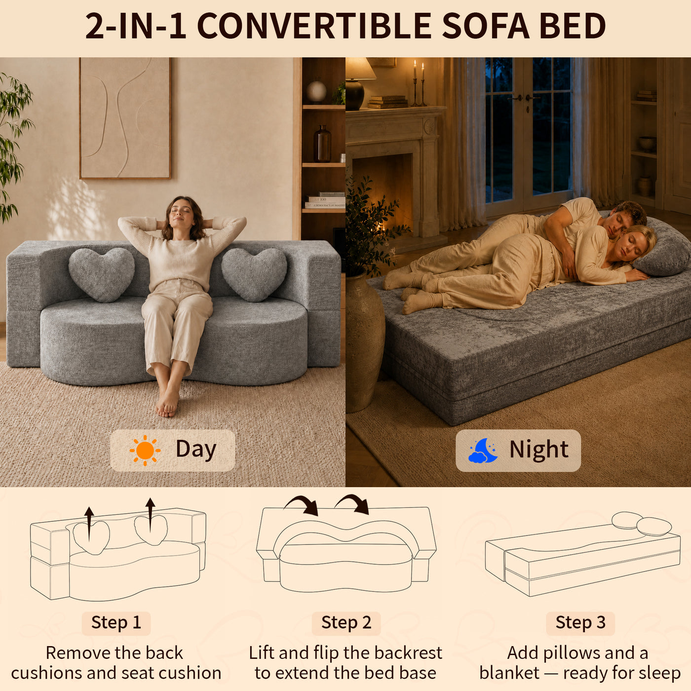 Compressed Peanut Sofa Bed 78.7" - Chenille - W5502P516741