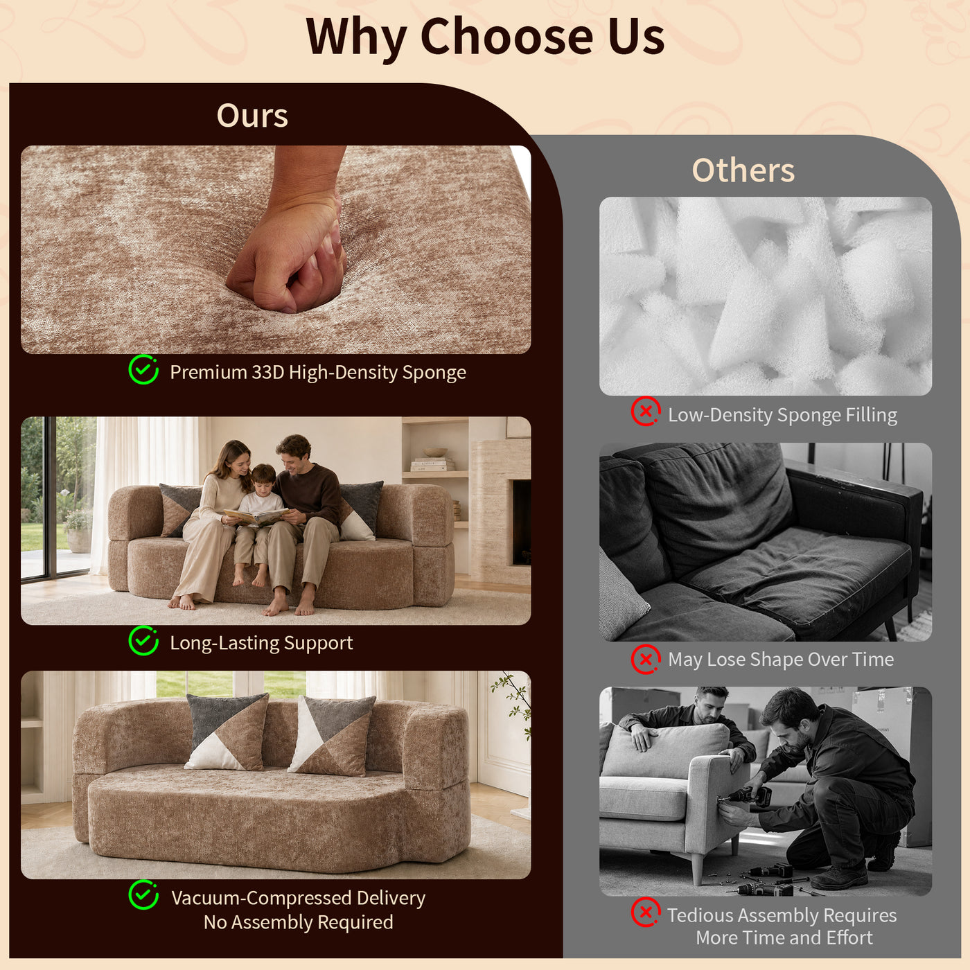 Compressed Eggshell Sofa Bed 78.7" - Chenille - W5502P516746