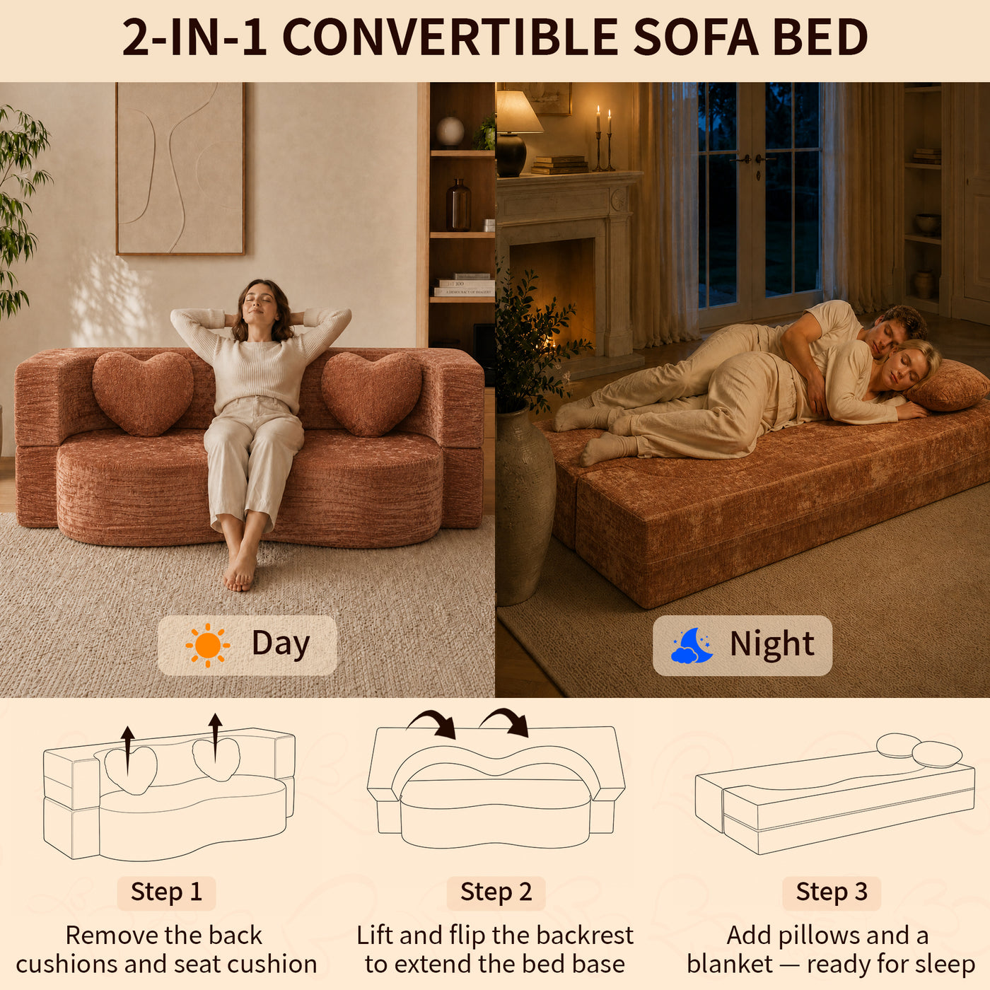 Compressed Peanut Sofa Bed 78.7" - Chenille - W5502P516740