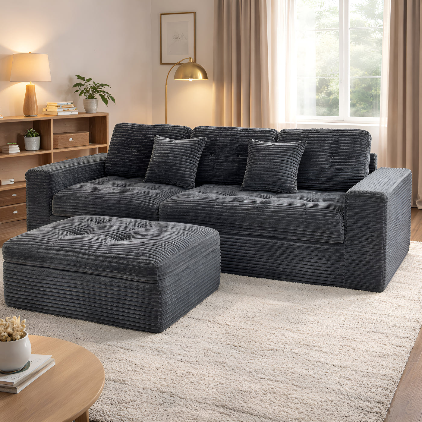 105" Modular Cloud Sofa with Ottoman - Blue Gray
