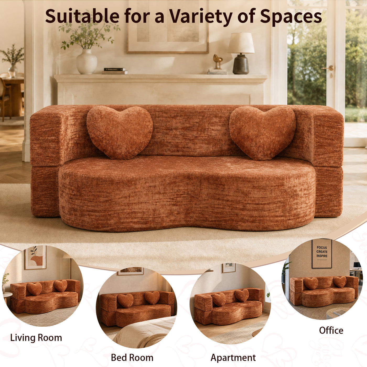 Compressed Peanut Sofa Bed 78.7" - Chenille - W5502P516740