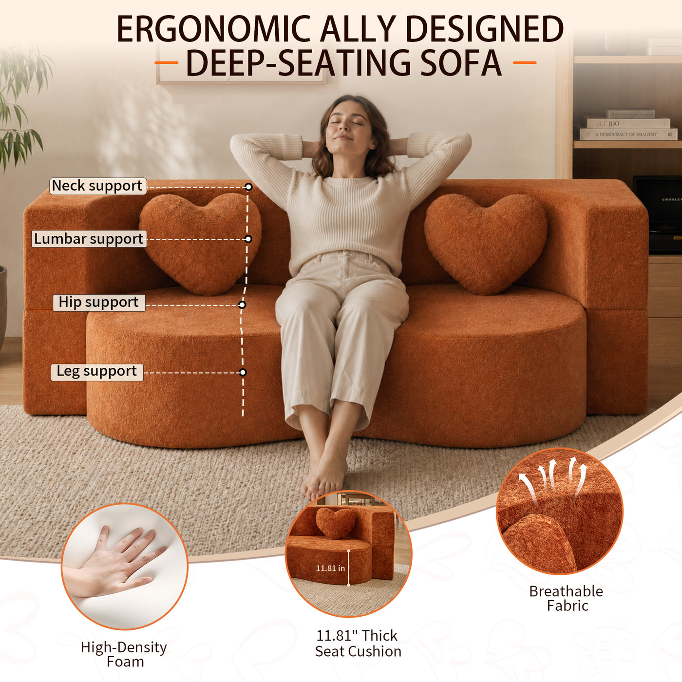 Compressed Peanut Sofa Bed 78.7" - Soft Velvet - W5502P516738