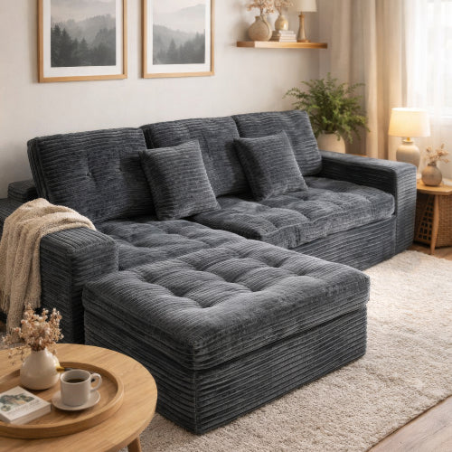 105" Modular Cloud Sofa with Ottoman - Blue Gray